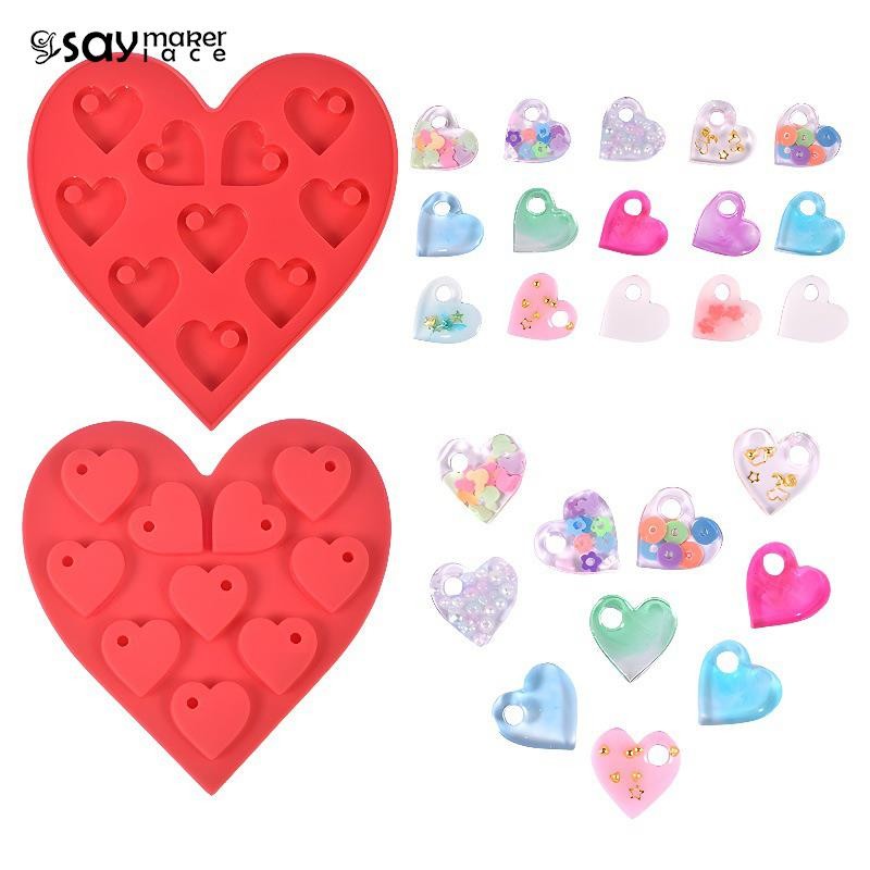 

DIY Small Heart Shape Silicone Keychain Mold Handmade Luggage Tag Jewelry Hanging Pendant Charms Epoxy Resin Casting Mould
