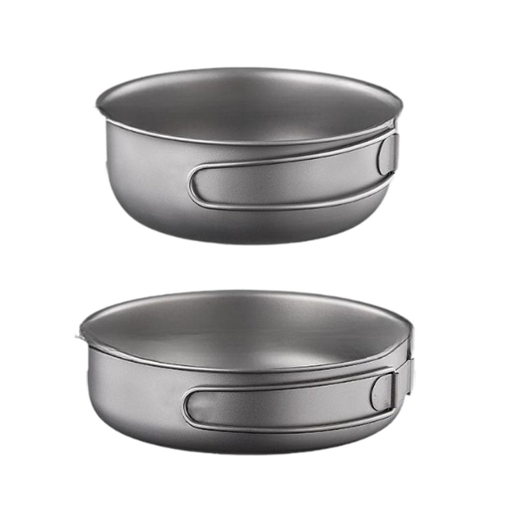 Titanium Pan Camping Pan Portable Plate Dish Utensils Fry Pan Titanium Cook Pan for Trekking Backpac
