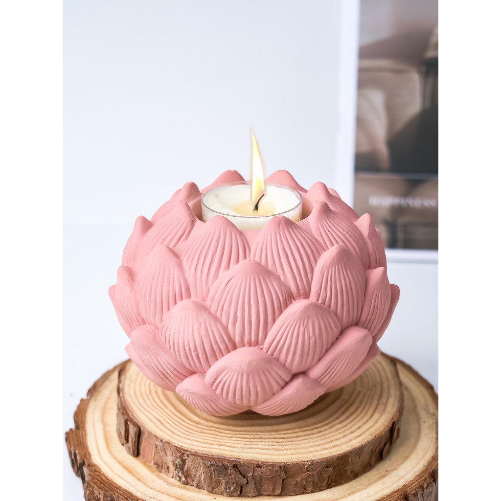 

DIY Lotus Ball Candle Holder Concrete Silicone Mold Handmade Candlestick Crafts Casting Molds 3D Flower Resin Mould Home Decor