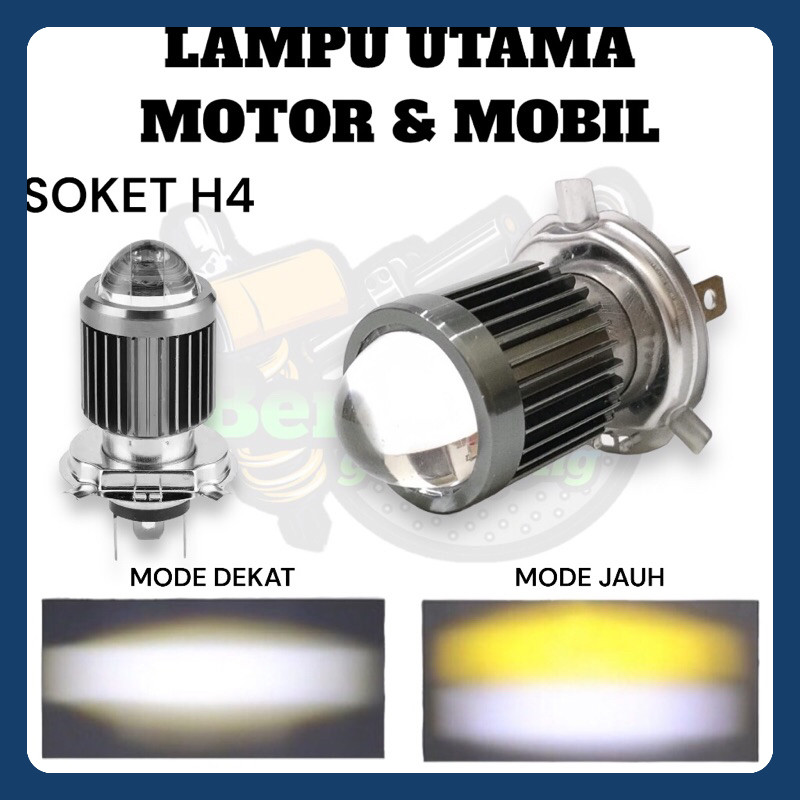 LAMPU LED PUTIH UTAMA MOTOR MOBIL H4 POWER BRIGHT SERIE LASER FOKUS CUT OFF CSP: VIXION CBR MEGAPRO 