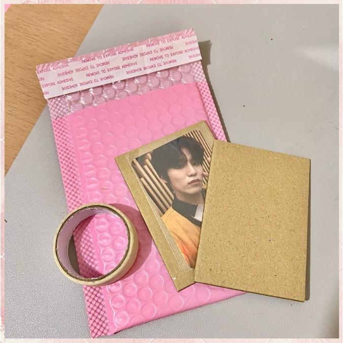 

paket eco packing set photocard hemat (BUBBLE POLYMAILER + YELLOWBOARD+ INNERSLEEVE + WASHITAPES) PACKAGING TERMURAH PHOTOCARD KPOP