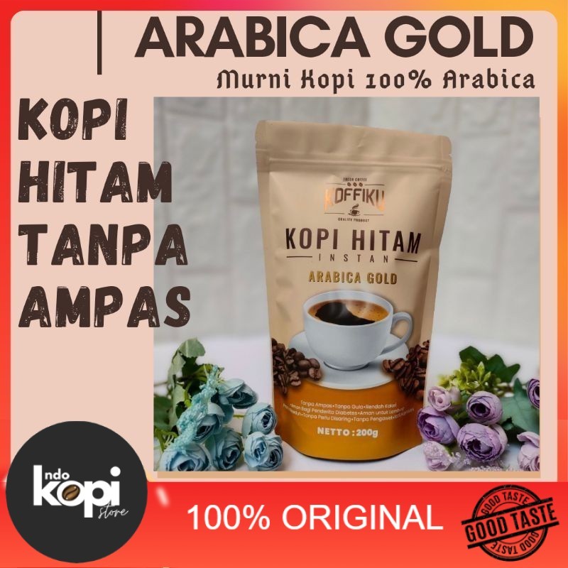 

KOFFIKU Kopi Hitam Arabika Gold Tanpa Ampas/ Spray Dried Instant Coffee Arabica Gold Kemasan 200gr Murah Enak Indokopistore