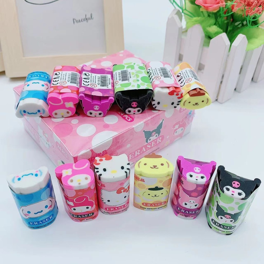 

HYPE N FANCY Karet Penghapus Setip 3D Sanrio Panjang Premium Lonjong Karakter Melody Kuromi Hello Kitty Pompompurin Cinamoroll