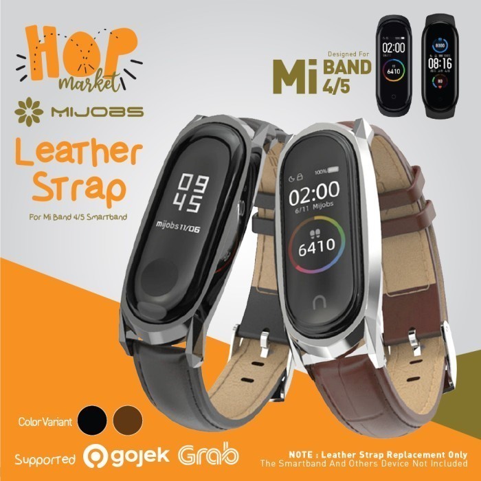 P R O M O MIJOBS MiBand 5 Leather Wrist Strap Kulit for Xiaomi Mi Band 5 / 4 / 3 - BLACK
