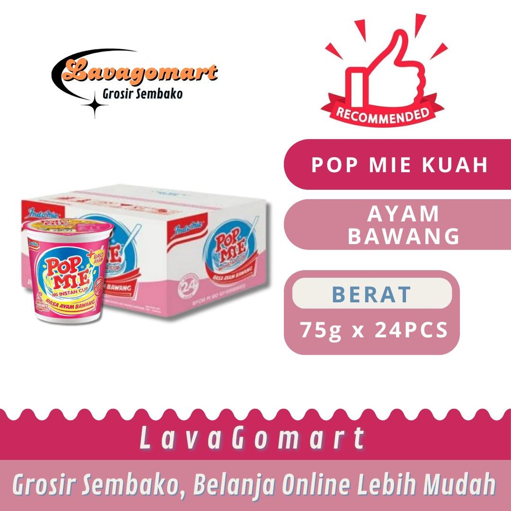 

POP MIE INSTAN CUP AYAM BAWANG 75g - 1 DUS - LAVAGOMART - BANDUNG