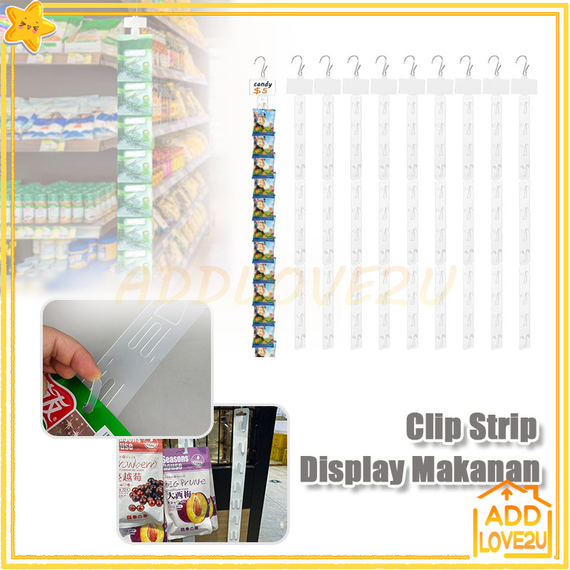 Clip Strip Display Makanan/Strip Gantung Display Supermarket/ Hanging Strip/Klip Display Snack/Clip 