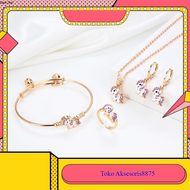 Toko Aksesoris8875 5pcs Kalung Titanium Set Anak Titanium Anti Karat Asli Perak Set Anting-Anting Be