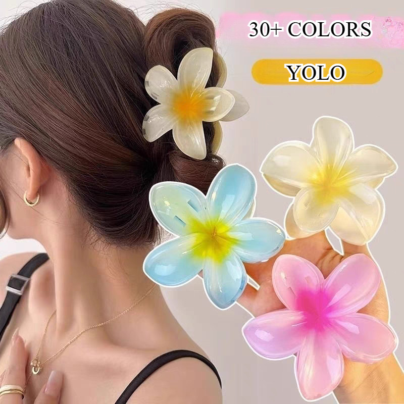 Jepit Rambut Plumeria Bunga Kamboja Warna Soft Ukuran 8cm bunga bunga kamboja jedai bunga kamboja  j