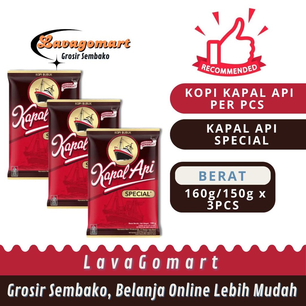 

KAPAL API KOPI BUBUK SPECIAL PCK 160/150g - 3 PCS - LAVAGOMART - BANDUNG