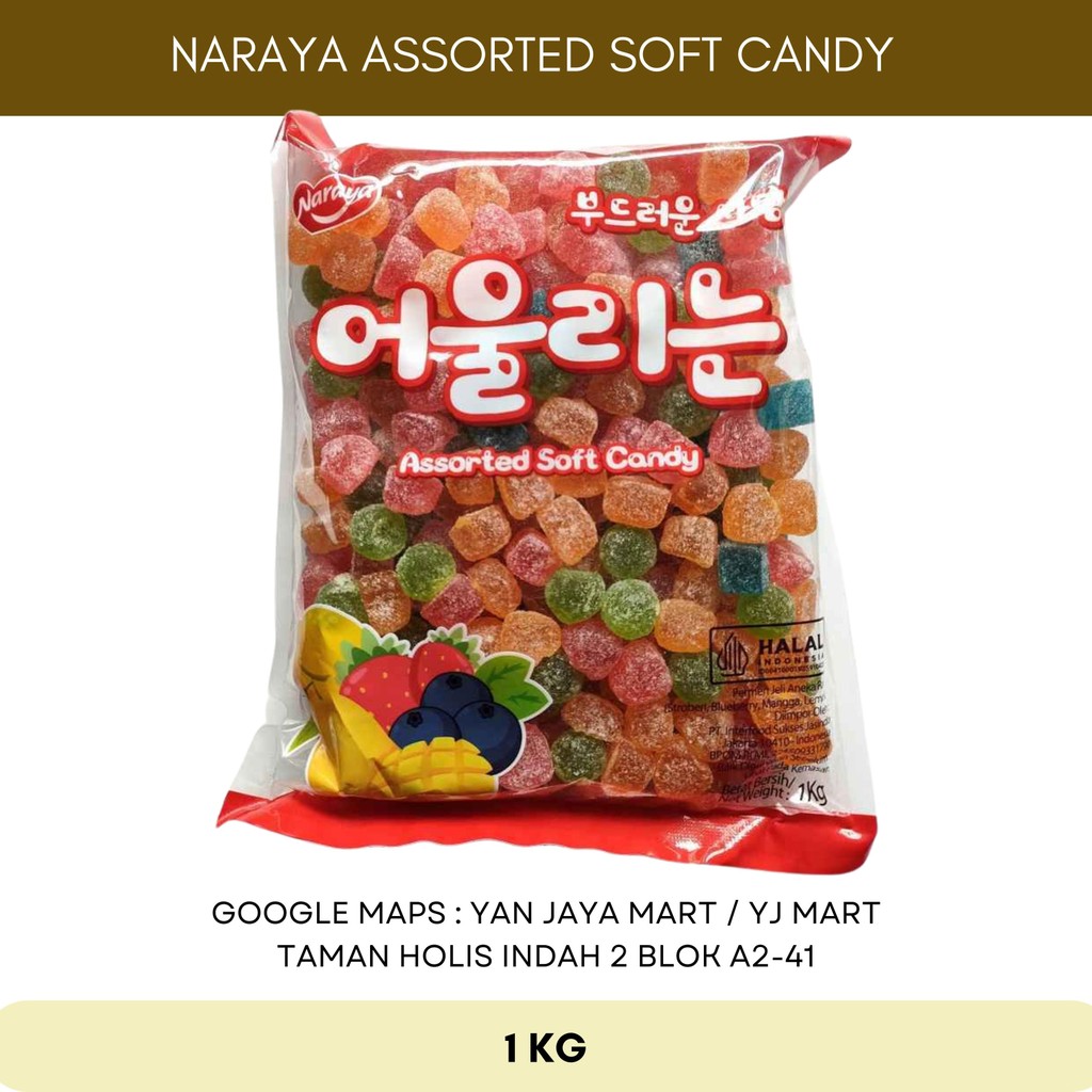 

Naraya Soft Candy Assorted Permen Jelly Lunak Aneka Rasa Buah Kemasan 1 Kg