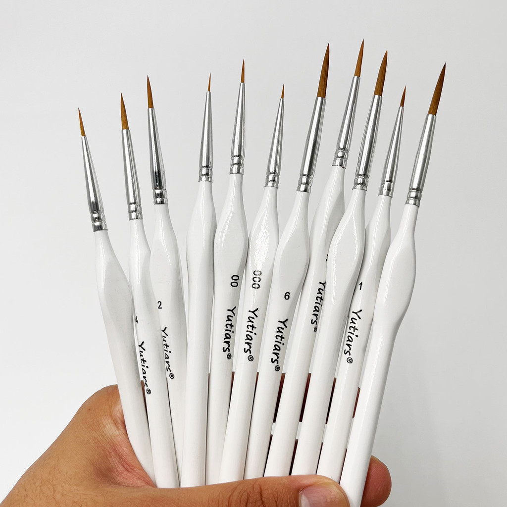 

Yutiars Detail Paint Brushes Set, 11 Pcs Miniature Brushes for Fine Detailing & Art Painting - Acrylic, Oil, Watercolors & Paint