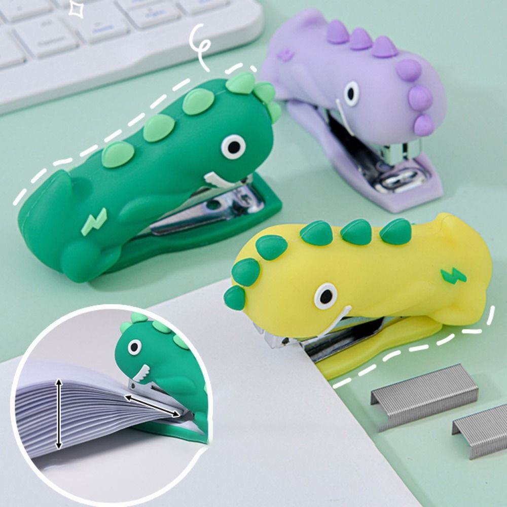 

Cartoon Mini Dinosaur Stapler Silicone Decorative Portable Stapler Handheld Paper Stapling Tool For Desk Stationery