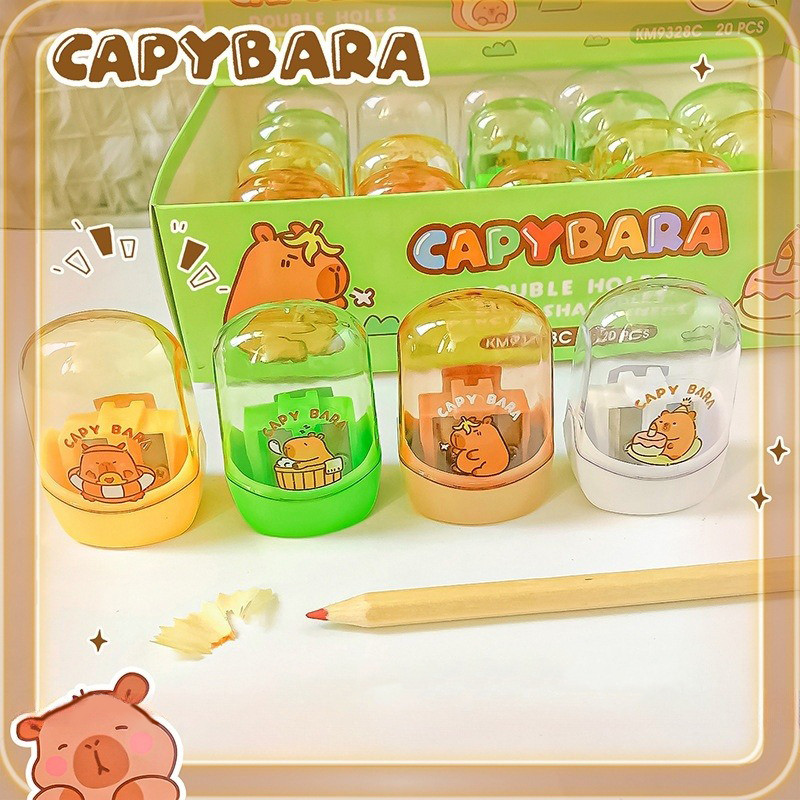 

Aesthetic Kawaii Stationery School Office Supplies Cute Cartoon Capybara Pencil Sharpener Creative Double Hole Pencil Sharpener