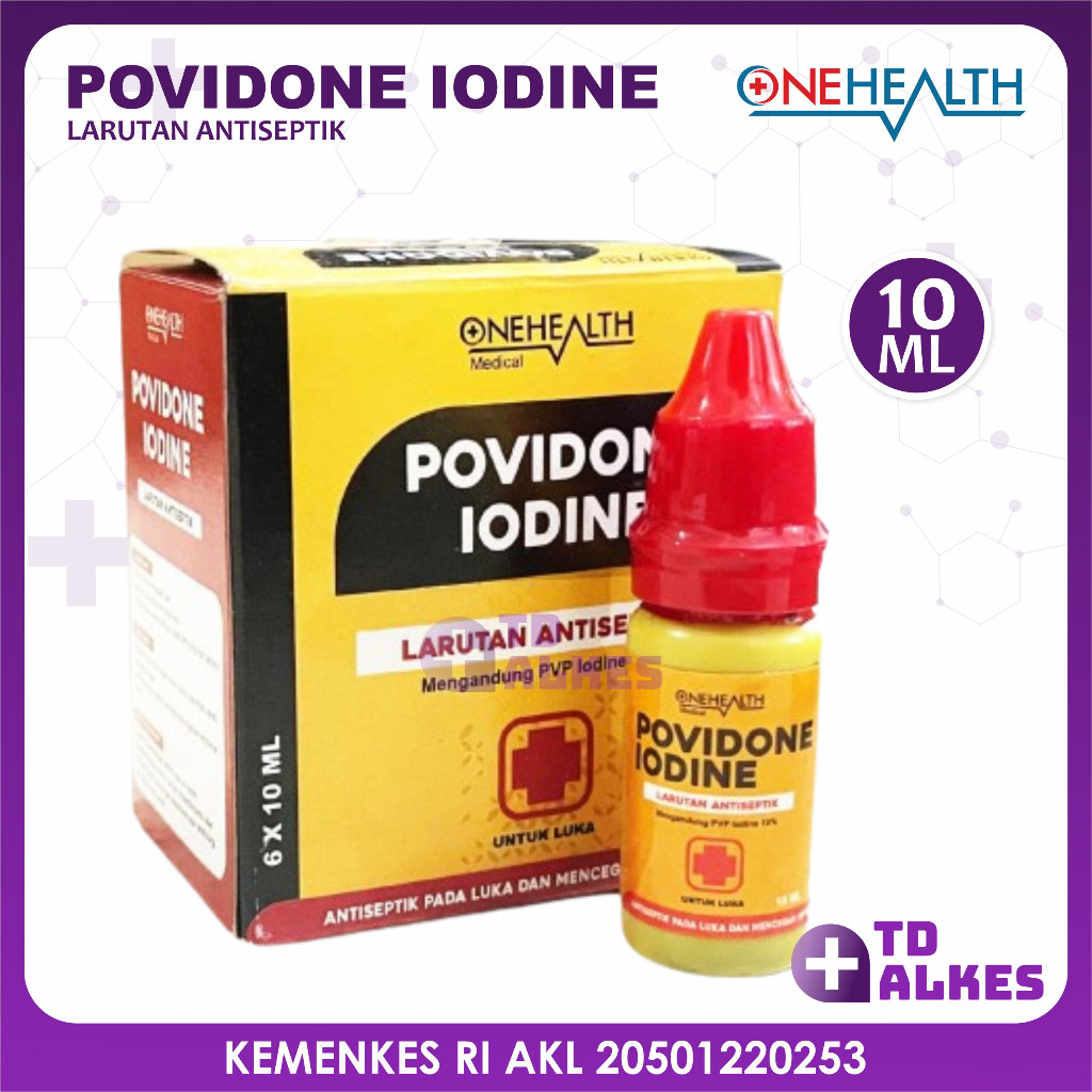 OneHealth Povidone Iodine 10ml Obat Luka Merah Atiseptic Antiseptik P3K Obat Tetes Cairan Pembersih 