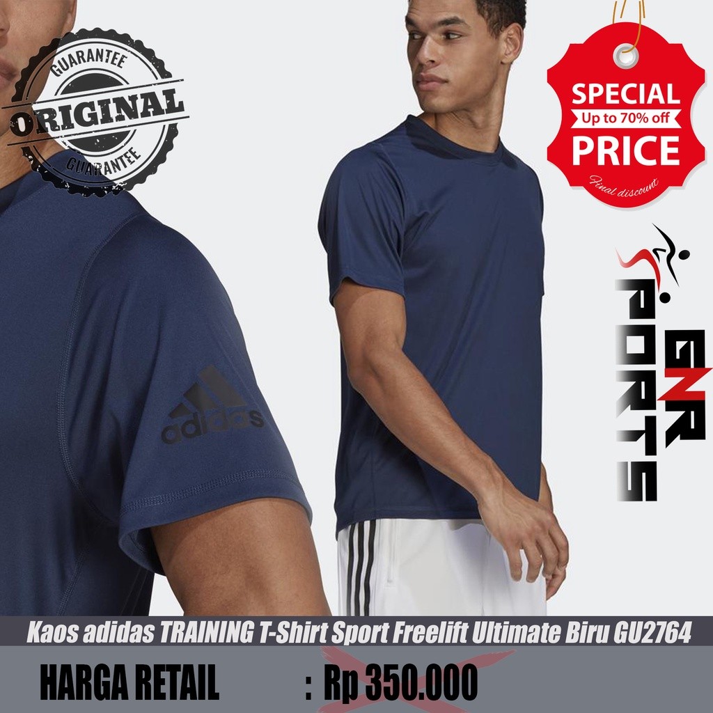 Kaos adidas TRAINING T-Shirt Sport Freelift Ultimate Pria Biru GU2764 Original 100%