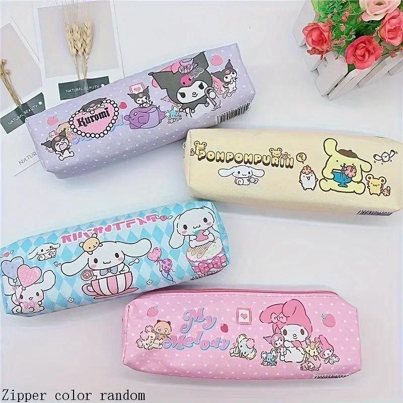 

Cartoon Pom Pom Purin Sanrio Cinnamoroll Kuromi Pencil Pouch Pen Case Cute Cosmetic Bag Girls Student Supplies Stationery Gifts