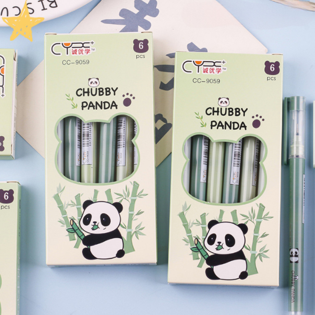 

[GROSIR ATK] PULPEN GEL 0,38 MM MOTIF KARTUN PANDA CHUBBY MATCHA THEME COLOR TIP RUNCING TINTA HITAM