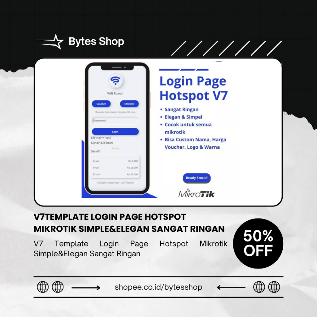 V1-7 Template Login Page Hotspot Mikrotik Simple&Elegan Sangat Ringan
