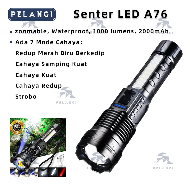 Senter Super Terang XHP50 10000 Lumens Jarak Jauh Waterproof / Senter Super Terang LED Anti Air Sent