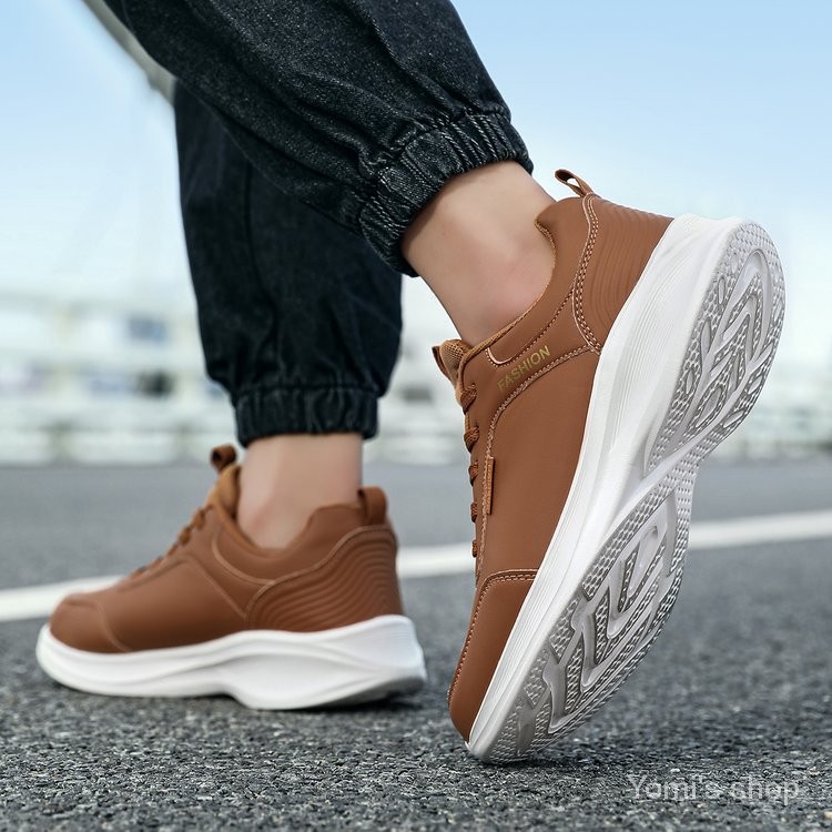 ⚡SEPATU PRIA LOW CUT⚡Bahan PU + Kain Mesh - Sol Karet Ringan - Sepatu Casual Olahraga Korea 2025