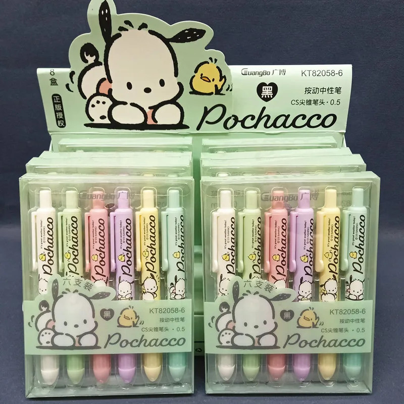 

6-12pcs/box Cartoon Sanrio Pochacco 0.5mm Press Gel Pen Cute Dog Press Pen Kawaii Student Stationery Supplies Wholesale Gifts