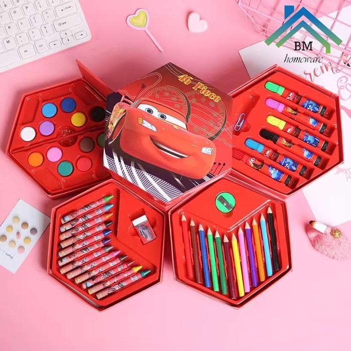 

[NEW COLLECTION] Crayon Set 46 Pcs Crayon Oil Paste Pensil Warna / Pensil Warna Lengkap Alat Mewarnai Alat Melukis / Pensil Warna Cat Air Alat Lukis - Cars