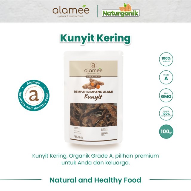 

ALAMEE Kunyit Kering Iris Rempah Dried Turmeric Rimpang Organik Alami Kunir Spice 100gr Naturganik