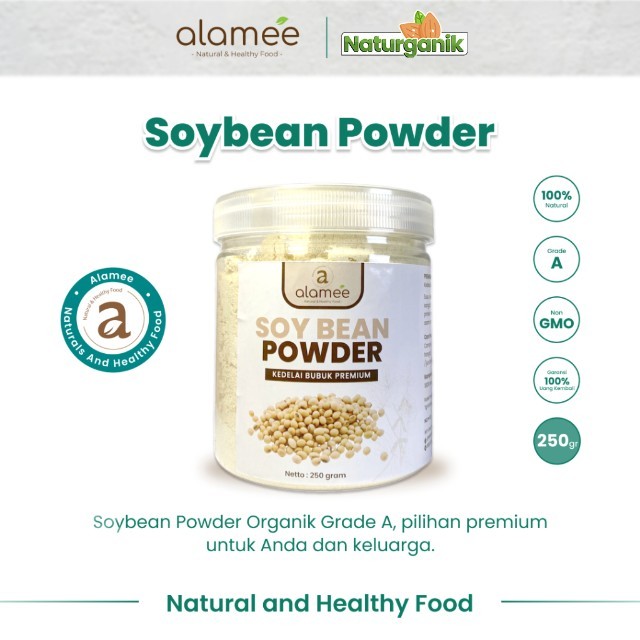 

ALAMEE Soy Milk Bean Powder PREMIUM Bubuk Susu Kacang Kedelai Murni Tinggi Protein Tanpa Gula 250gr Naturganik