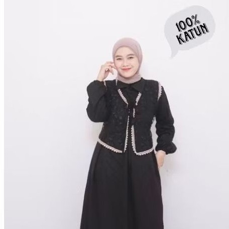 Yora Dress Gamis Mix Brokat Premium Yora Dress Katun Baru