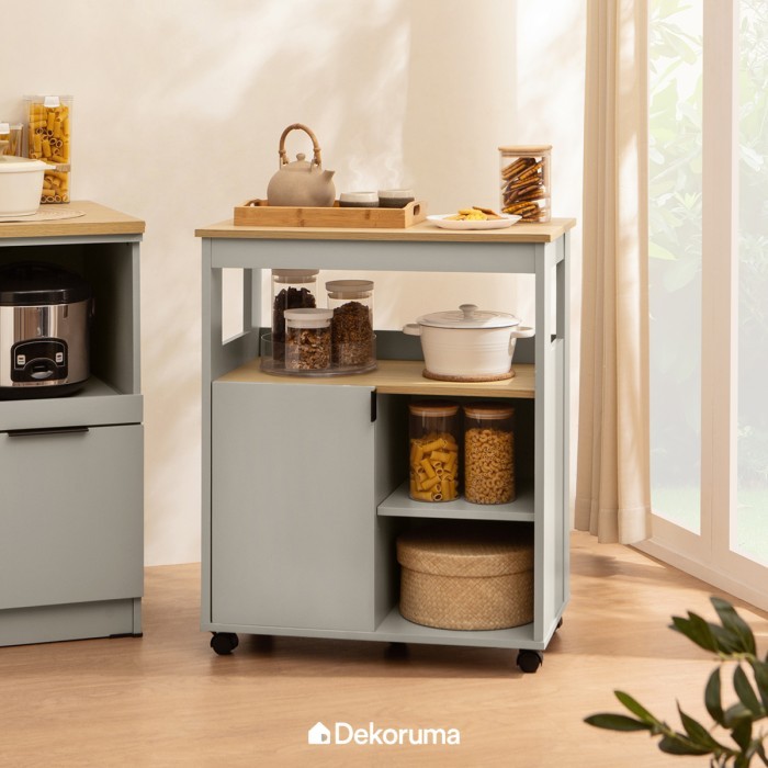 Dekoruma KIYA Rak Troli Dapur Serbaguna Dengan Lemari dan Rak Susun