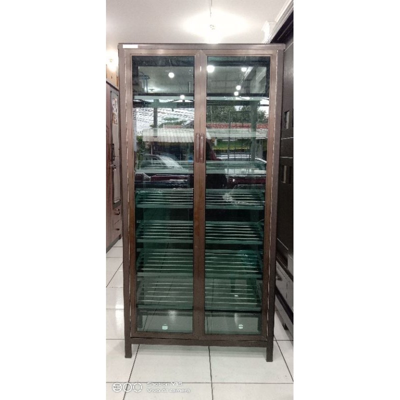 Lemari / Rak Sepatu Alumunium Kaca