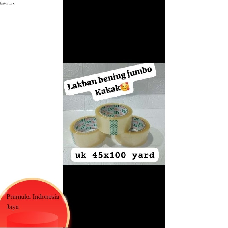 

TERMURAH 3 PCS LAKBAN BENING JUMBO 45 MMX100YARD SEMARANG JAWA TENGAH