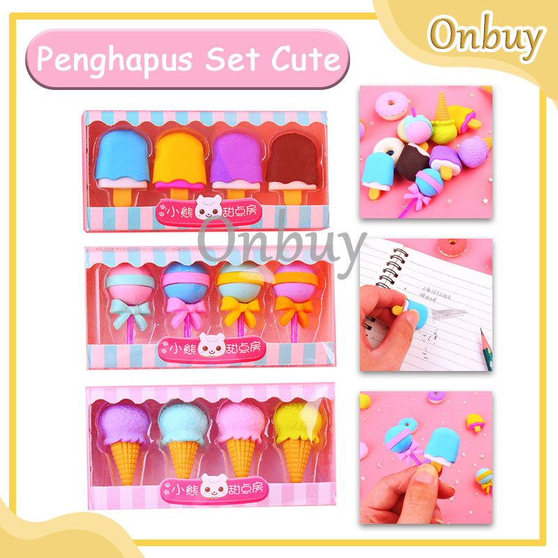 

Penghapus Pensil Karakter Lucu / Penghapus Pensil Model Ice Cream Donat Lolipop / Penghapus Set Cute