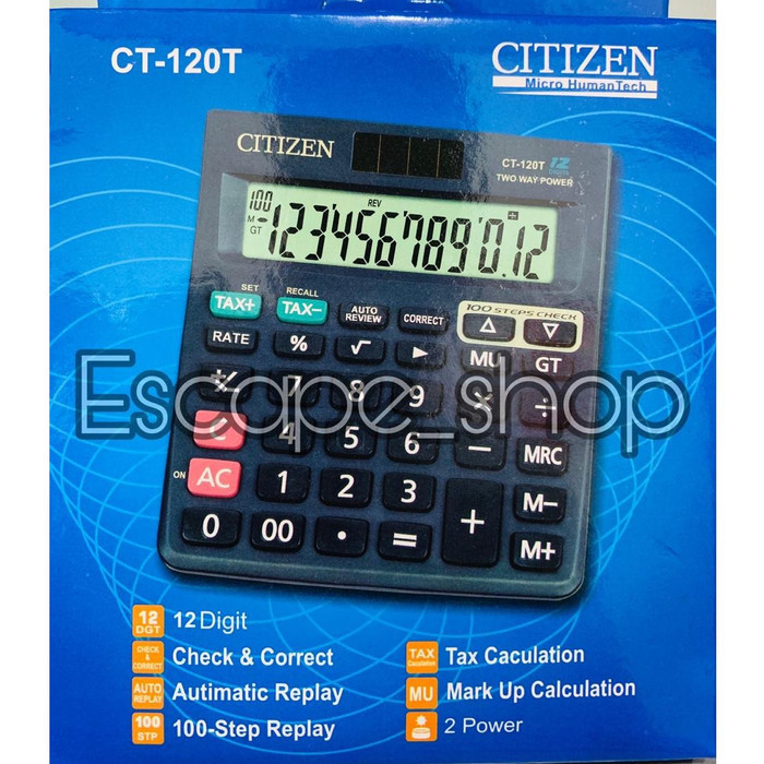 Kalkulator Citizen type CT 120 T - Calculator Citizen 12 Digit CT-120T