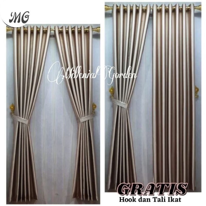 [Custom] Gorden Jendela Pintu Blackout Polos Minimalis Premium Glossy Panjang 3 Meter