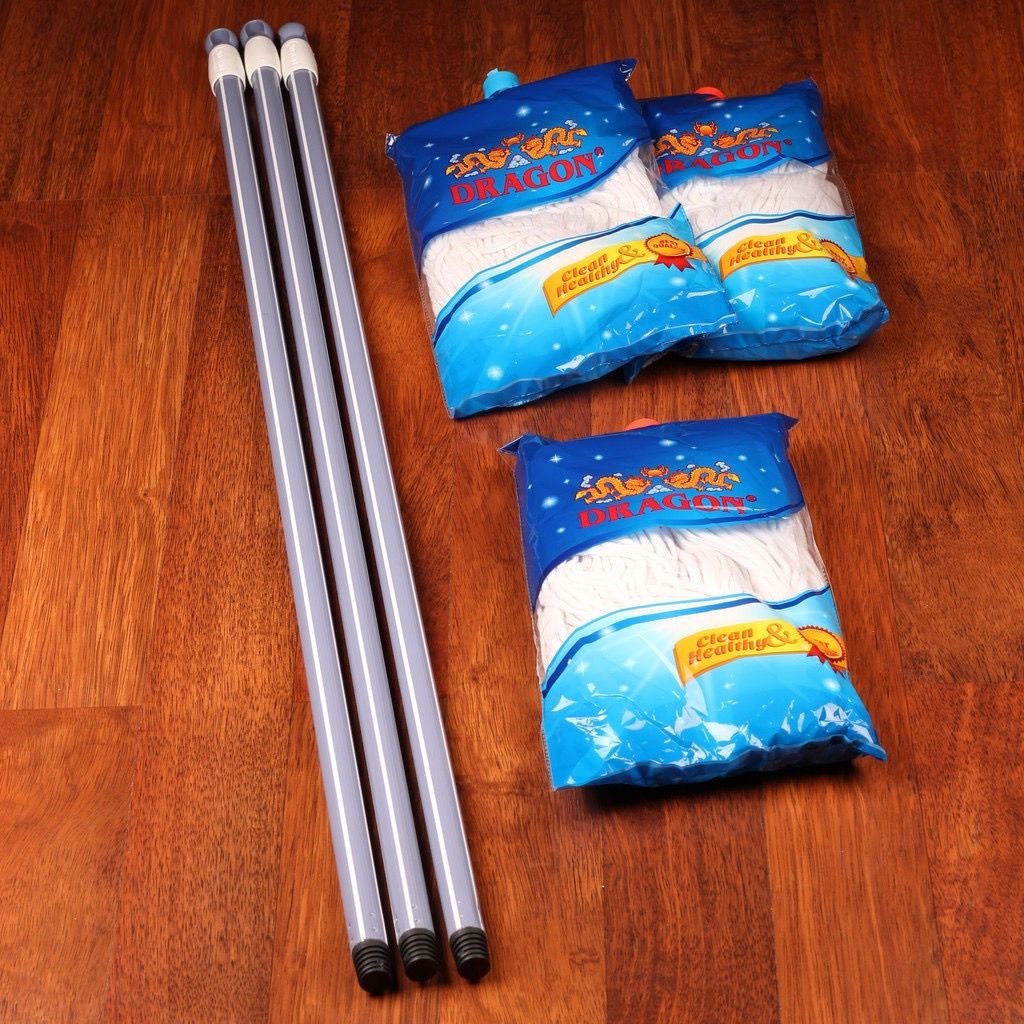 PEL PEMBERSIH LANTAI MERK DRAGON PERAS SENDIRI SUMBU UKURAN 15/18 PLUS GAGANG PANJANG BESI KUAT & TA