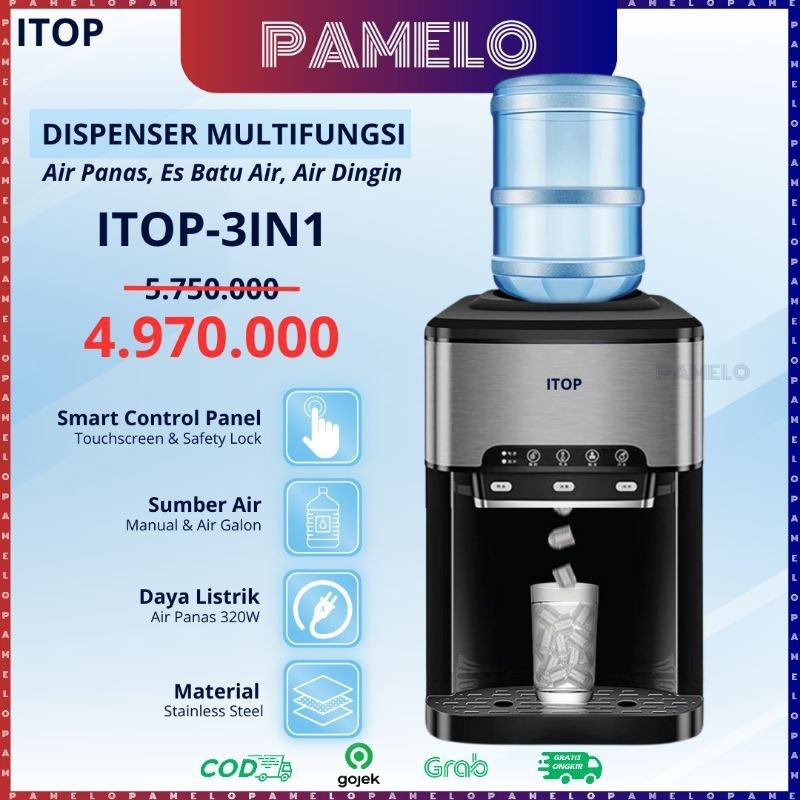 ITOP Dispenser Mesin Es Multifungsi 3 In 1 Air Panas Air Dingin Es Batu
