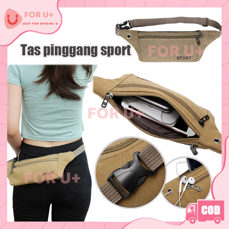 Tas Pinggang Sport / tas pinggang waistbag sport bahan kanvas / tas selempang sling bag pria wanita 