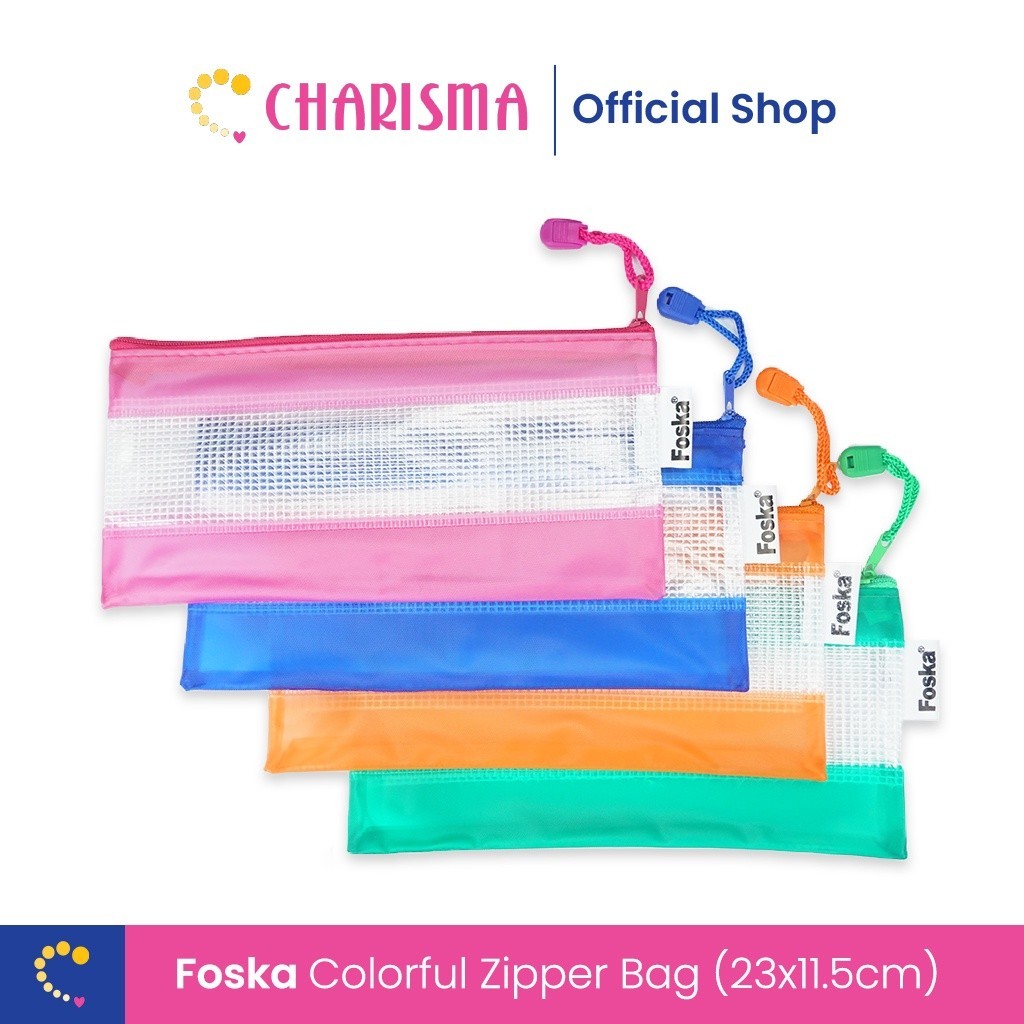 

Tempat Pensil Jaring Jala Transparant - Foska Tempat Pensil Plastik Sleting - Map Zipper Pocket Transparant - Transparent Mesh Zipper Bag Map Pouch Tempat Pensil Resleting Jala