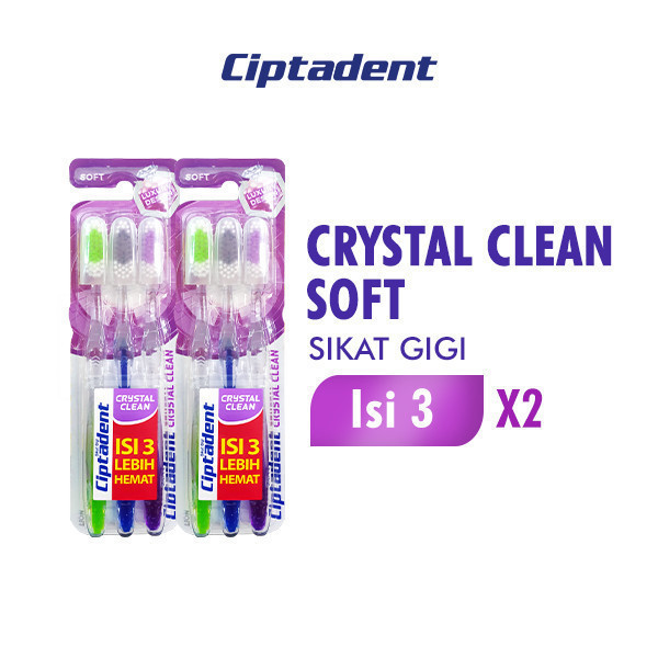 Ciptadent Sikat Gigi Crystal Clean Soft Kotak Isi 3 Pcs x2