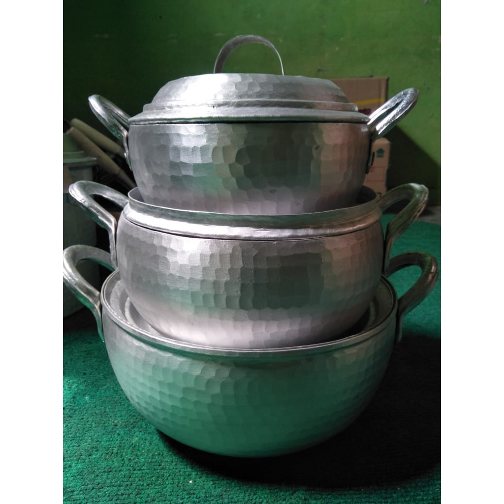 panci sayur alumunium garut satu set 3 susun