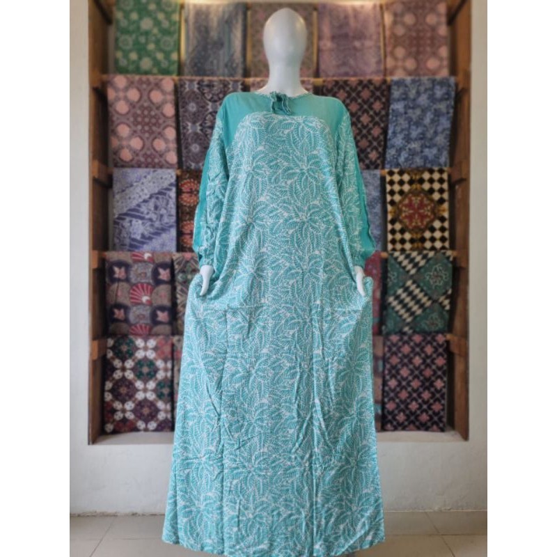 Gamis Kancing Soft Batik Cap Rayon Premium Candi Mekar Ld 120 Pb 140 Jumbo Non Busui Terbaru Terkini
