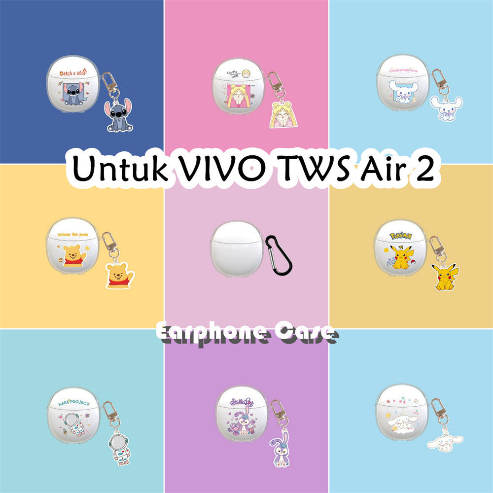 【variety】Untuk VIVO TWS Air 2 Case Kreatif Kartun transparan Pikachu Soft Silikon Earphone Case
