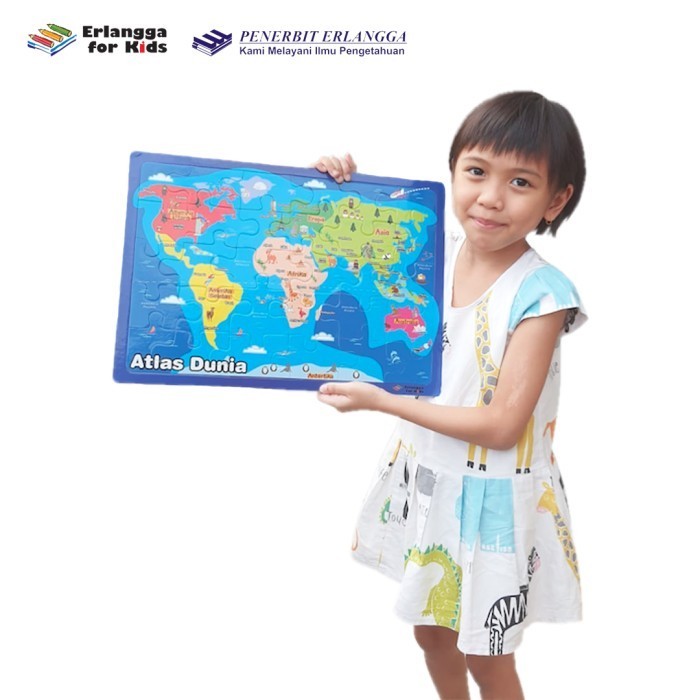 Puzzle Peta Atlas Dunia Untuk Anak Erlangga For Kids