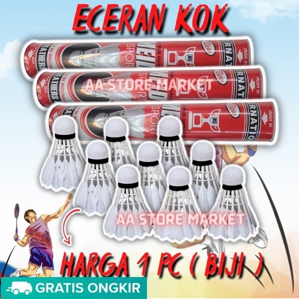 ( ECERAN KOK ) Shuttlecock Kok Bulutangkis Badminton 1 PC ( BIJI ) KOK ECERAN RAKET BADMINTON