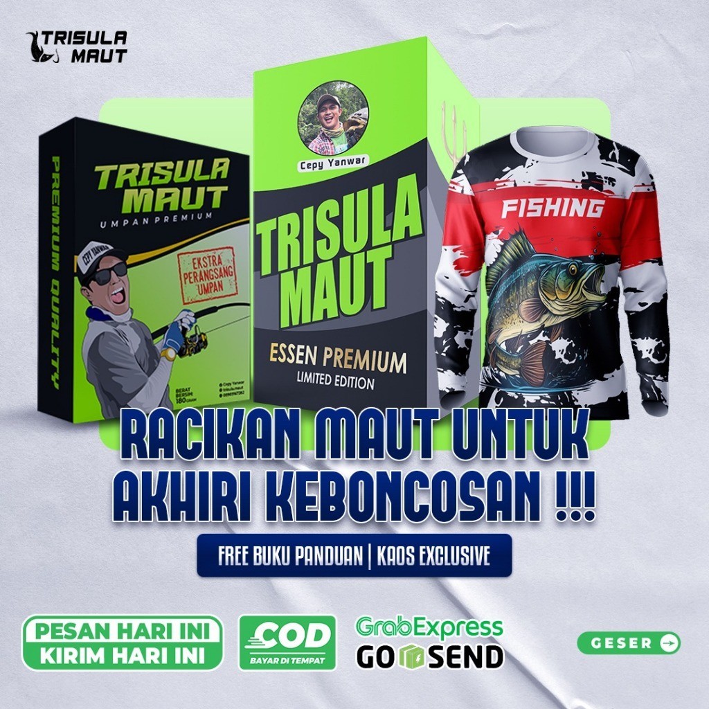 orginal Essen Mancing Trisula Maut Cepy Yanwar Bonus Kaos Exclusive | Untuk Umpan Ikan Mas, Bawal, L