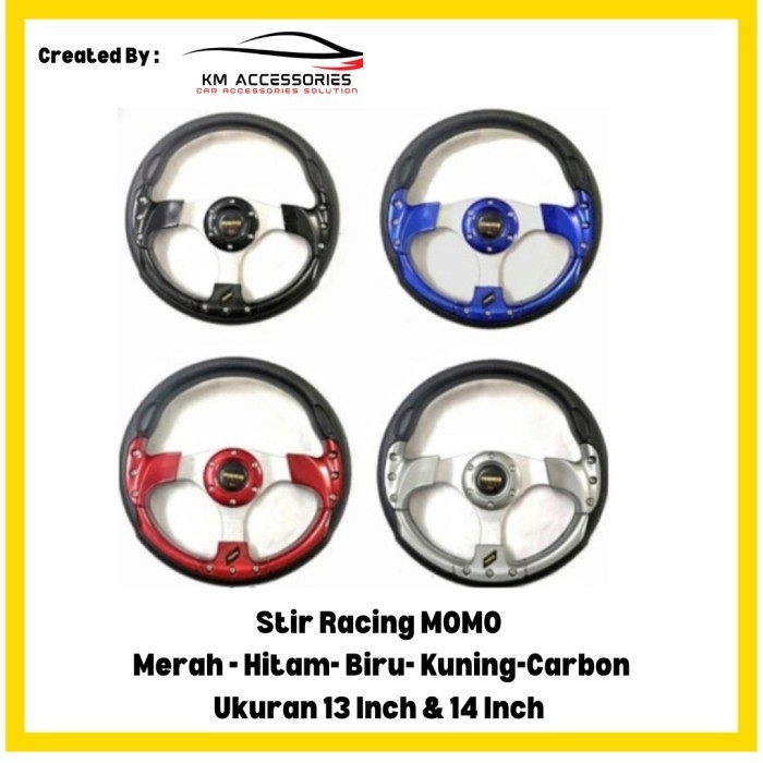 Stir Momo Racing Universal 13 inch 14 inch - Hitam, 13 Inch