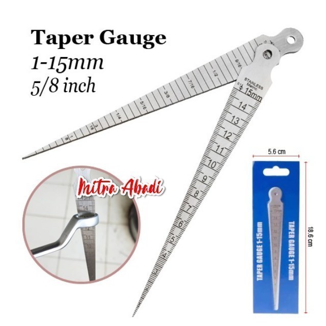 

Taper Gauge 1-15 mm Alat Ukur Diameter Lubang Penggaris Lancip