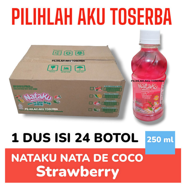 

NATAKU Nata de coco rasa STRAWBERRY - ( HARGA 1 DUS isi 24 botol )