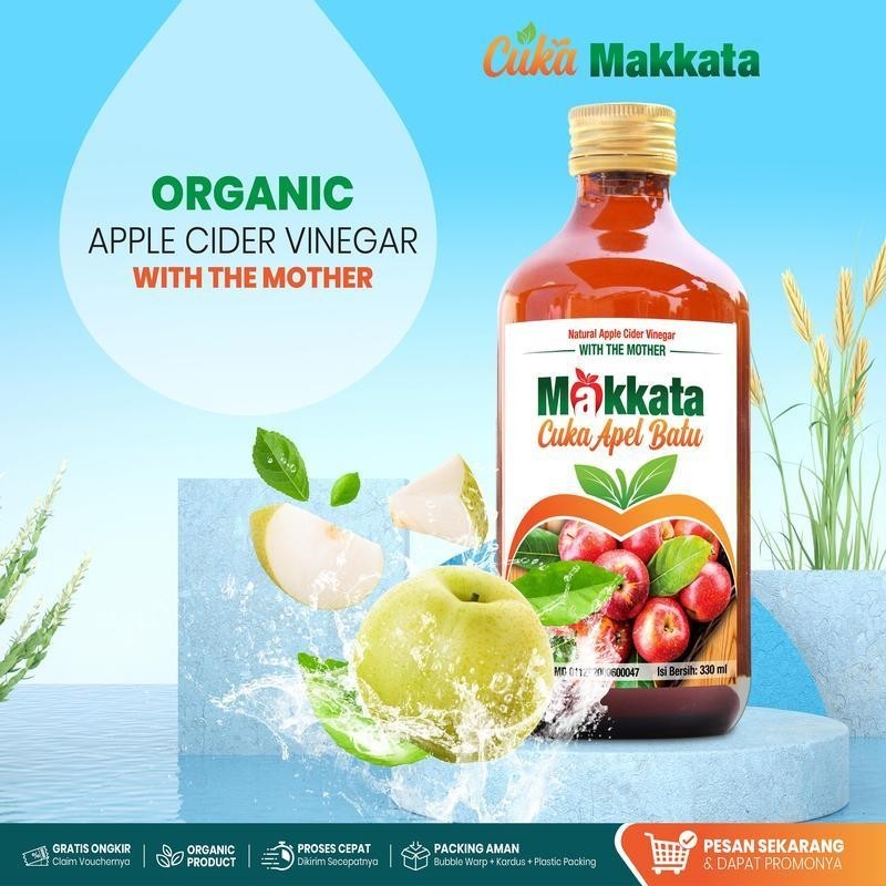 

CUKA APEL Original Batu Malang Cuka Apel Makkata Tahan Suhu Ruangan Organic AppleCiderVinegar With The Mother Cuka Sari Apel
